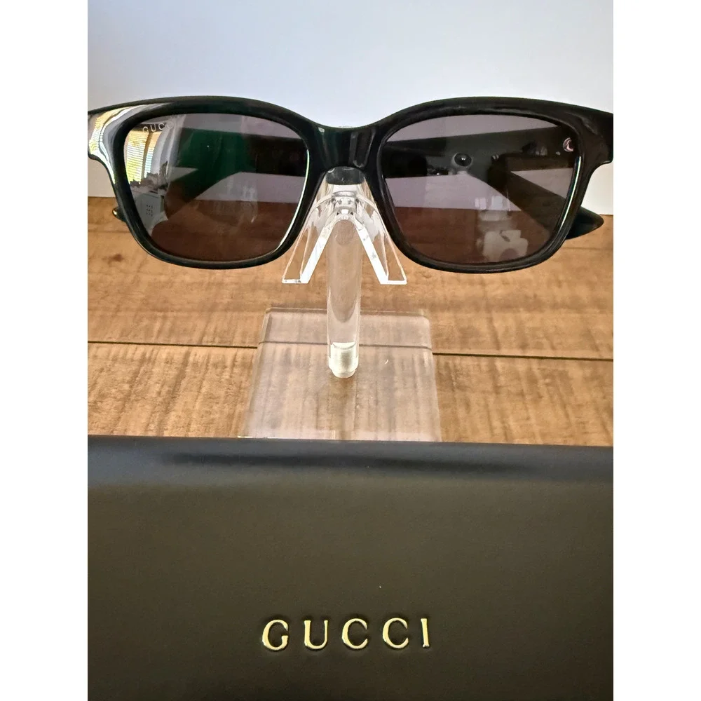 Gucci GG1716S 001 Sunglasses Mens Black Square Frame Black Lens Made Italy Case